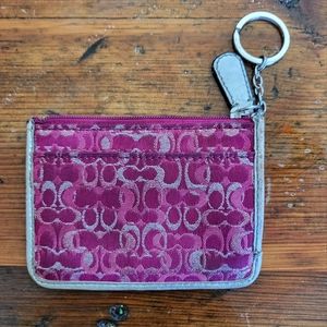 COACH CREDIT CARDINSERTKEYCHAIN, PINK AND SILVER